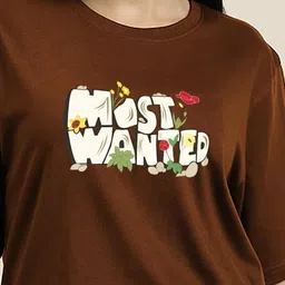 MISCHIEF MONKEY Round Neck Printed Drop Shoulder Sleeves Oversized T-shirt image 2