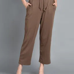 alan jones Women Relaxed Beige Cotton Blend Trousers-picture-14