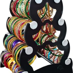 abirami kitchens 4 STEP Double side (Black with white) Bangle stand ,Bangle organizer Jewellery Organizer image 3