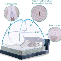 parth Foldable Mosquito Net with Ventilation Visibility & Saviours ( 200x200x155 ) Cotton Washable Adults Mosquito Net image 3