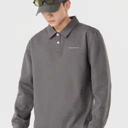 HERE&NOW Men Shirt Collar Pullover Sweatshirt image 2