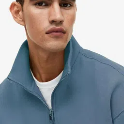 MISCHIEF MONKEY Men Solid Mock Collar Sweatshirt image 2