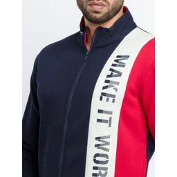 Status Quo Men Navy Blue Printed Cotton Sweatshirt image 3