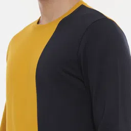 3PIN Men Mustard & Black Colourblocked Sweatshirt image 4