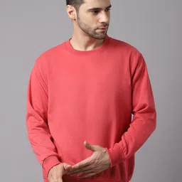 mack jonney VIMAL JONNEY Men Pack of 2 Red & Pink Solid Fleece Sweatshirt image 4