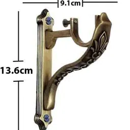 grownix Gold Curtain Hooks, Curtain Knobs, Rod Rail Bracket Metal image 2