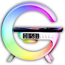 ritesh Wireless G Shape Charging Speaker Digital Alarm Clock Built In Lights Nightlight Table Lamp-picture-14