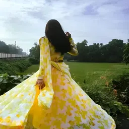 houseofcommon Floral Print Georgette Stitched Anarkali Gown image 2