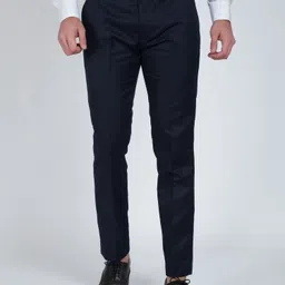 cyphus Men Regular Fit Dark Blue Cotton Blend Trousers-picture-27