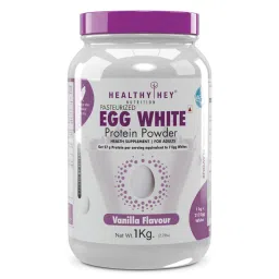 HealthyHey Nutrition 100% Egg White Protein - Instant Mix - 80% Protein - Non GMO & Lactose Free - 1 Kg (Vanilla)-image-42