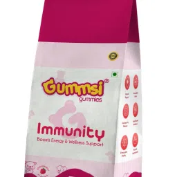 Gummsi Immunity Gummies with Vitamin C, Zinc | No-Added Sugar | Strawberry Flavor | Boosts Immunity, Bone Density & Eyesight | 10 Gummies-image-1