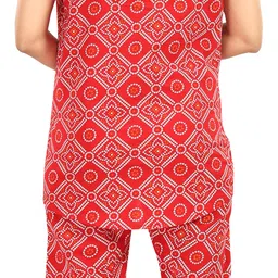 glam world Women Shirt & Pyjama set Red Printed image 2