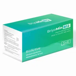 BriyoMin B12 - Biactive Vitamin B12 500 mcg (as Methylcobalamin), with 300 mcg Folate (as methylfolate) with Iron - 30 capsules-image-28