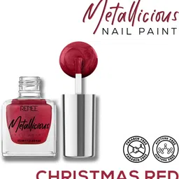 renee Metallicious Nail Paint Christmas Red | Chip Resisting Formula with High Shine Christmas Red image 3
