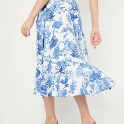 max Women Printed Pure Cotton Maxi Flared Skirt image 3