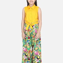 StyleStone Girls Yellow & Pink Printed Basic Two-Piece Jumpsuit image 3