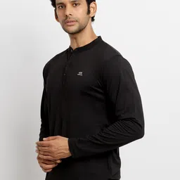 Status Quo Men Black Henley Neck T-shirt image 3
