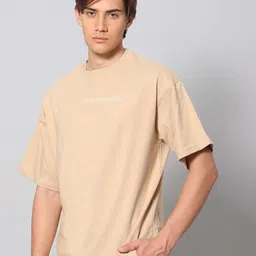 Besick Men Typography Printed Drop Shoulder Sleeves Oversized T-shirt image 3