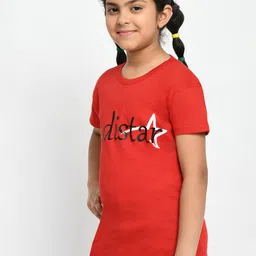 BAESD Girls Pack Of 2 Typography Printed Regular Fit Cotton Tshirt image 2