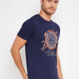 Marvel by Wear Your Mind Men Navy Blue Red Captain America Printed Pure Cotton T-shirt image 5