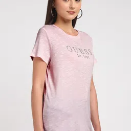 GUESS Typography Printed Round Neck Cotton T-shirt image 3