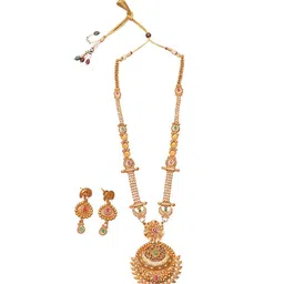 Swarajshop Gold-Plated Kundan-Studded Jewellery Set image 2