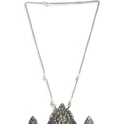 YouBella Oxidised Stone Studded & Beaded Jewellery Set image 2