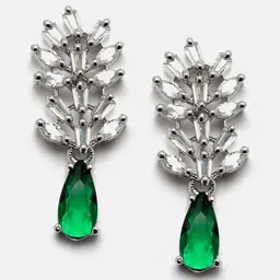 Anouk Rhodium-Plated American Diamond Studded Necklace & Earrings image 3