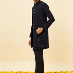 Manyavar Embroidered Mandarin Collar Sherwani Set image 5