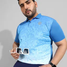 Instafab Plus Men Plus Size Printed Polo Collar Flex T-shirt image 5