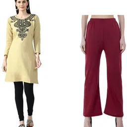 indeweaves Pack of 2 Women Self Design Wool A-line Kurta image 1