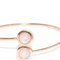 KARATCART Peach-Coloured Gold-Plated Cuff Bracelet image 3