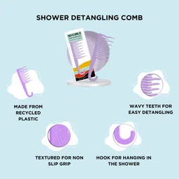 xo curls Shower Detangling Comb-Lavender, Comb for wavy and curly Hair image 4