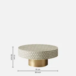 ziba homes Khaab Bone Inlay Coffee Table in Dark Grey Colour With Golden Finish image 2