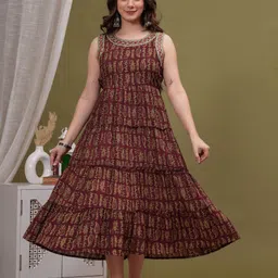 shreeshyam Printed Cotton Rayon Stitched Anarkali Gown image 5