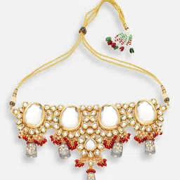 SOHI Gold-Plated Kundan Studded & Beads Beaded Jewellery Set image 5
