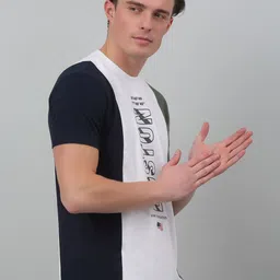 Cantabil Colourblocked Typography Printed Round Neck Short Sleeves Cotton T-shirt image 3