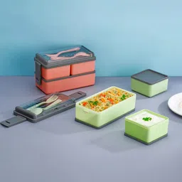 praniva Premium Double Decker Lunch Box | 1400ml BPA-Free Tiffin for School & Office 3 Containers Lunch Box image 4