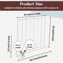 haveu White Metal Shelf Separator for Books Clothes Organizer Closet Divider image 3