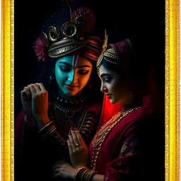 vanaprint Traditional Radha Krishna Decorative Photo Frame | Pooja Room Décor Digital Reprint 12 inch x 9 inch Painting-picture-17