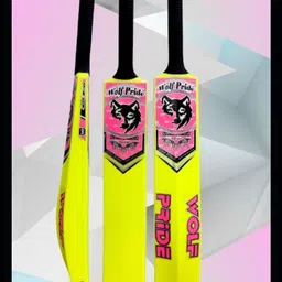 wolf pride Wild Pink Sticker Black Grip Lemon Plastic Cricket Bat No 8 -WP129_164 PVC/Plastic Cricket Bat For 15+ Yrs-picture-46