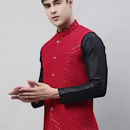 Jompers Mandarin Collar Embroidered Sequins Nehru Jacket image 2