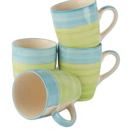 VarEesha Green & Blue 4-Pieces Printed Ceramic Mugs Set 220 ml each image 5