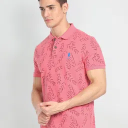 U.S. Polo Assn. Denim Co. Pure Cotton Slim Fit Floral Print Polo Collar T-shirt image 3