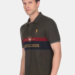 U.S. Polo Assn. Men Typography Printed Polo Collar Slim Fit Cotton T-shirt image 3