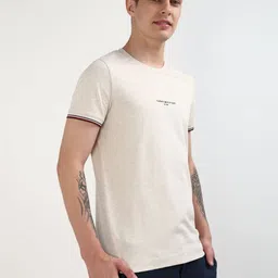 Tommy Hilfiger Men Solid Round Neck Pure Cotton Slim Fit T-shirt image 3
