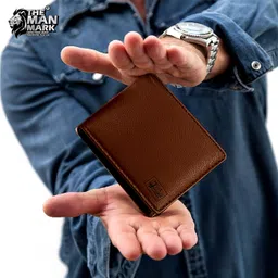 the man mark Men Casual, Formal Brown Genuine Leather RFID Wallet image 4