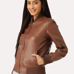 Leather Retail Women  Outdoor Bomber Jacket image 5