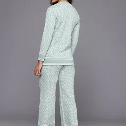 Chemistry Geometric Printed Round Neck Pure Wool Top with Trousers image 3