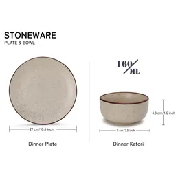 BODHI HOUSE Beige & 12 Pieces Handcrafted and Hand Painted Stoneware Matte Dinner Set image 4